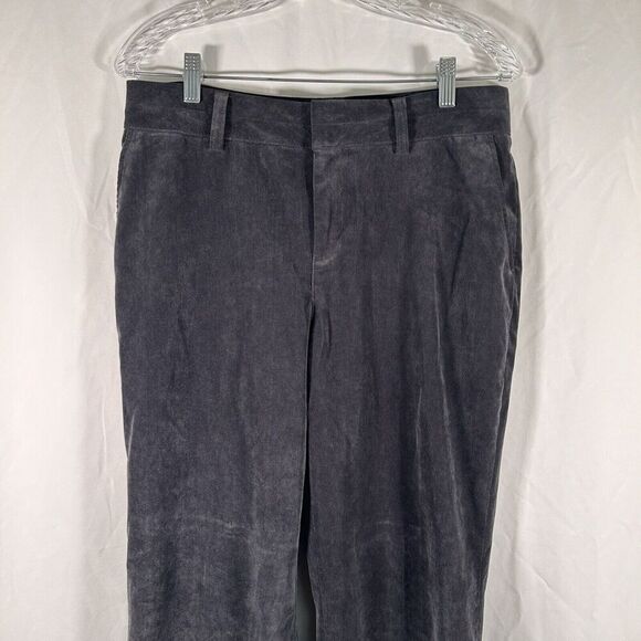 Coldwater Creek Plush Pants Women's 10 Grey Satin Trouser Fit High Rise - Picture 2 of 9